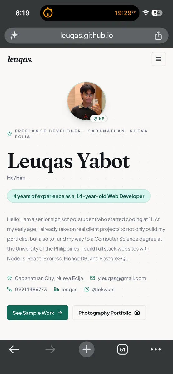 Leuqas portfolio screenshot