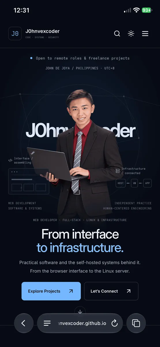 Johnvexcoder - Web Developer, Technical SEO Specialist portfolio screenshot