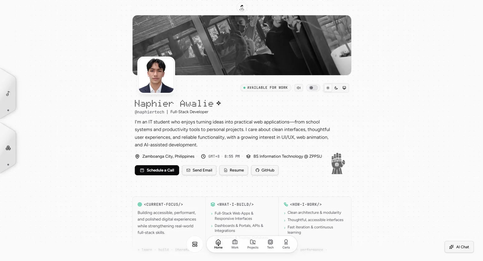 Naphier Awalie - Full Stack Developer portfolio website screenshot by Awalie, Naphier B.
