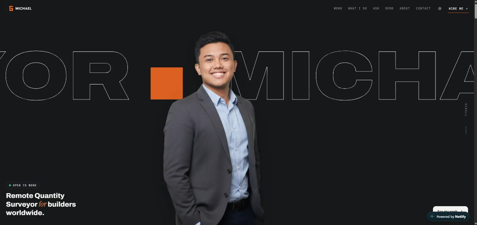Michael Garcia, Quantity Surveyor portfolio screenshot