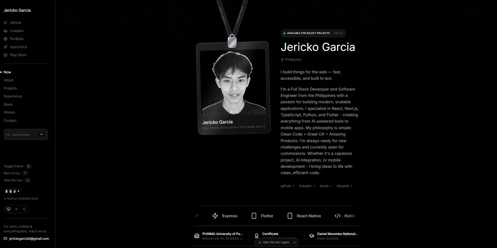 AstrixTech portfolio screenshot