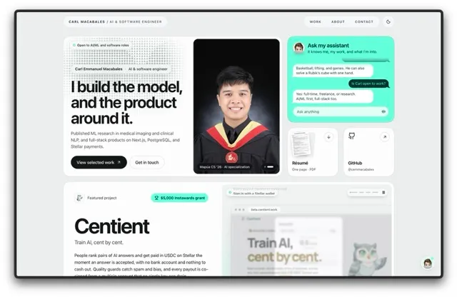 Carl Macabales · AI & Software Engineer portfolio website screenshot by mcbls.crl