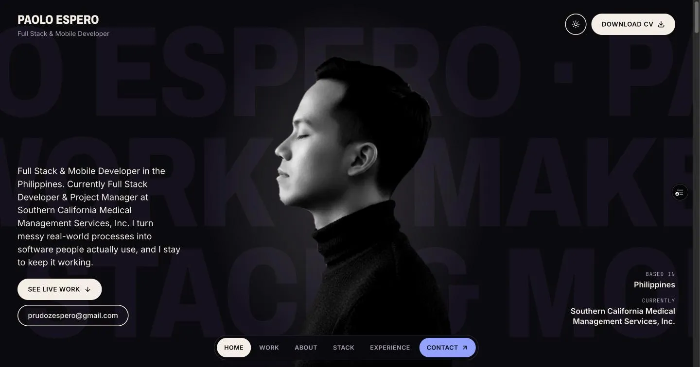 Paolo E. - Fullstack Developer portfolio screenshot