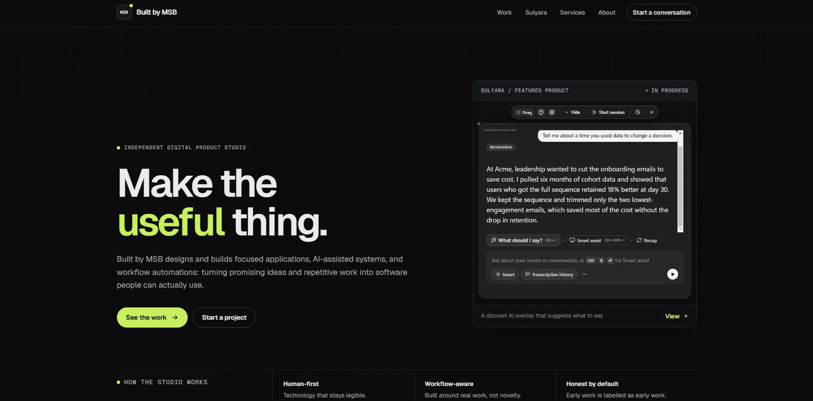 Built By MSB portfolio website screenshot by Scoth Brioso
