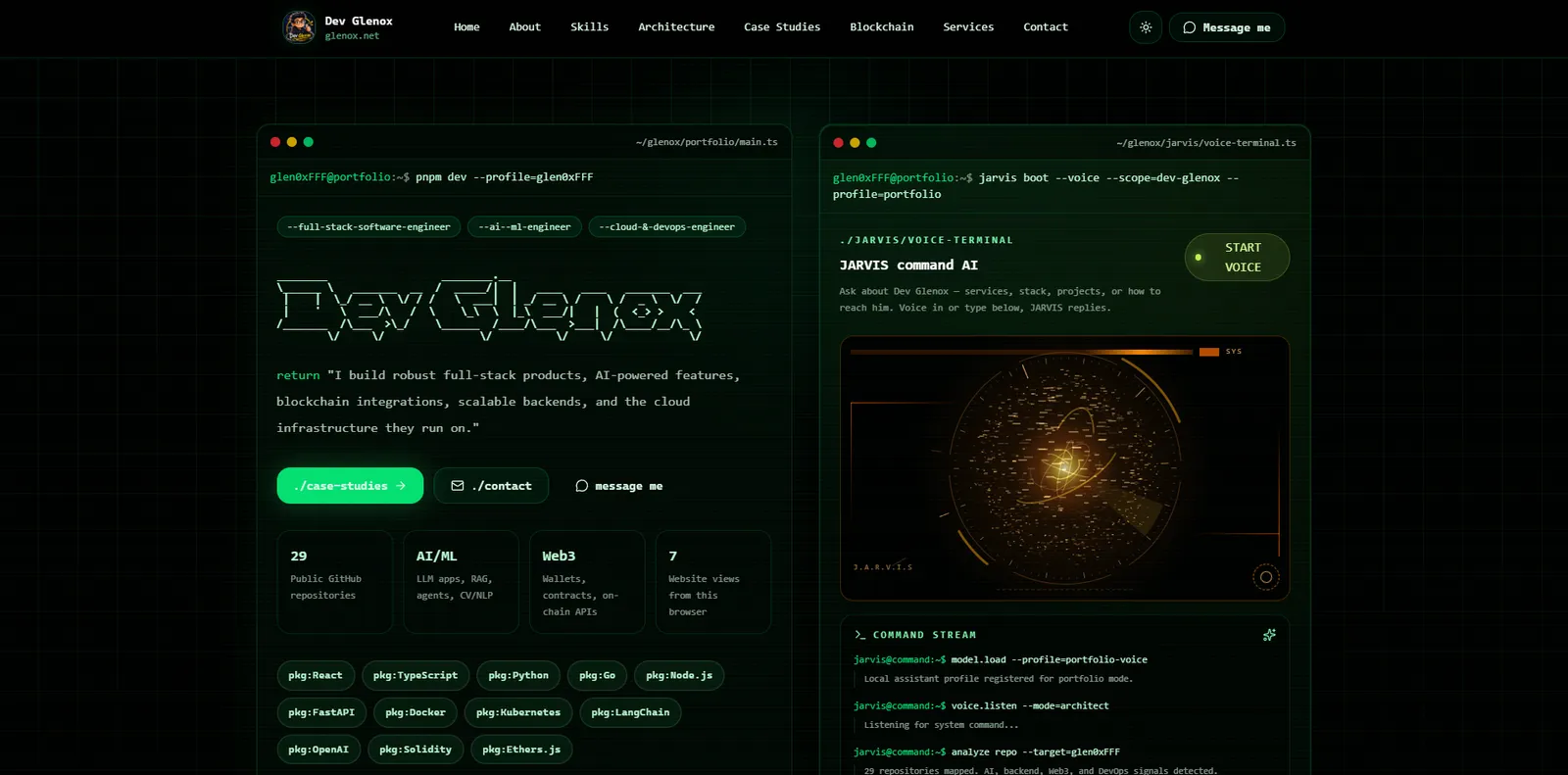 Dev Glenox | Full-Stack Software Engineer portfolio screenshot