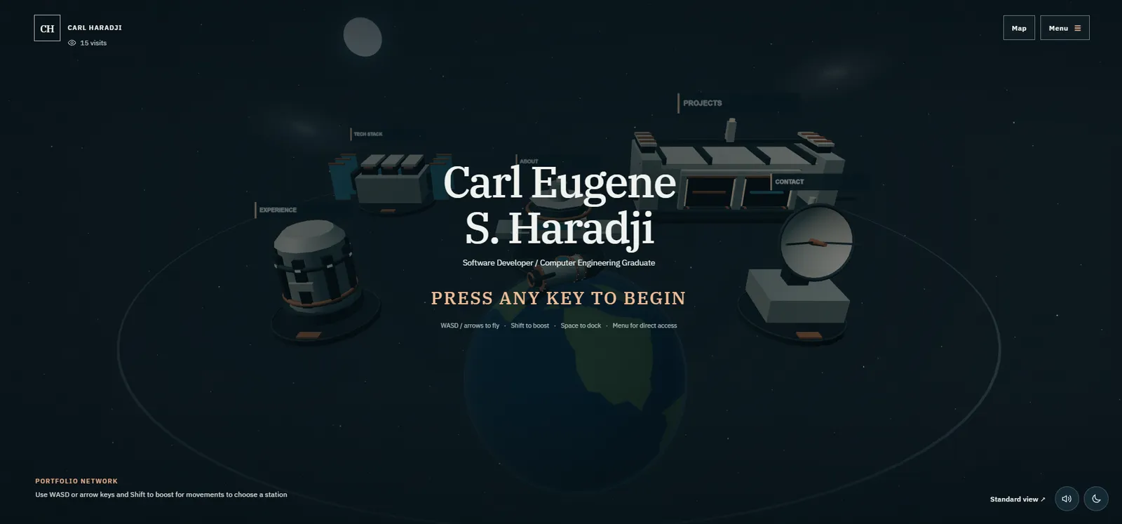 Computer Engineering Graduate portfolio website screenshot by CARL EUGENE HARADJI