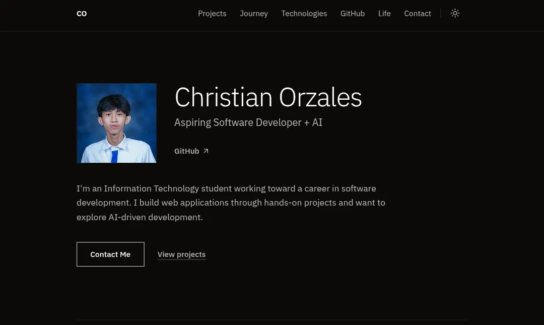 Christian Orzales portfolio screenshot