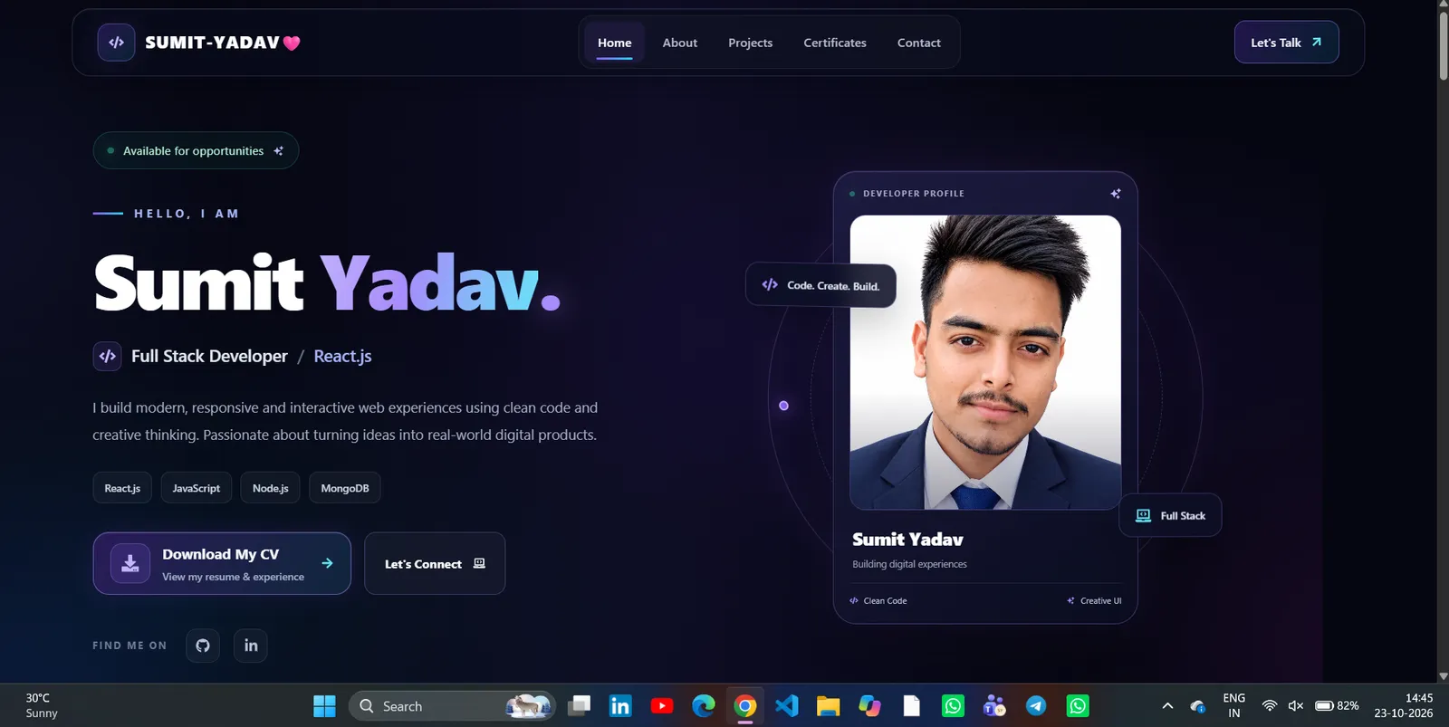 Sumit Yadav | Freelance Web Developer portfolio screenshot