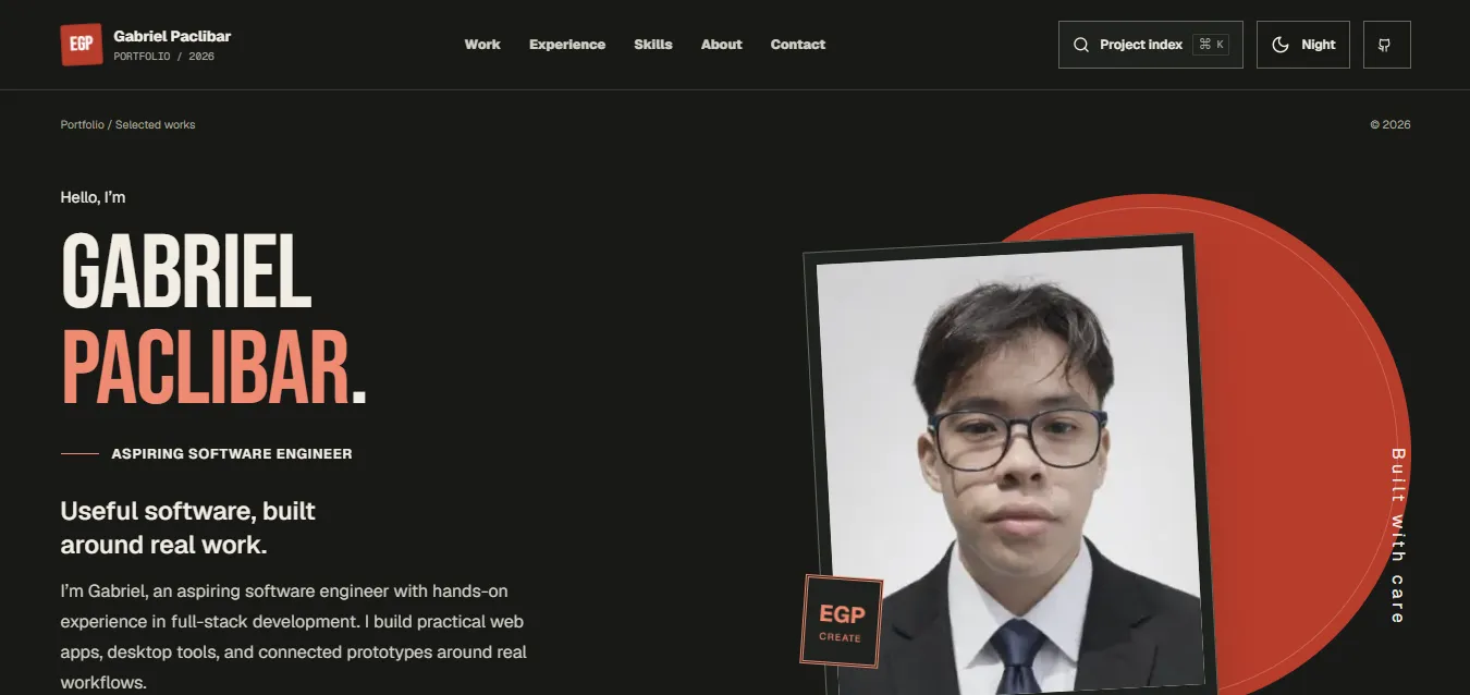 Gabriel Paclibar — Full Stack Developer portfolio website screenshot by Gabbu_69