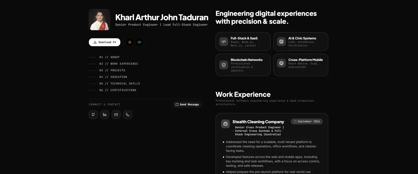 KAJT | AI-Native Full-Stack Developer portfolio screenshot