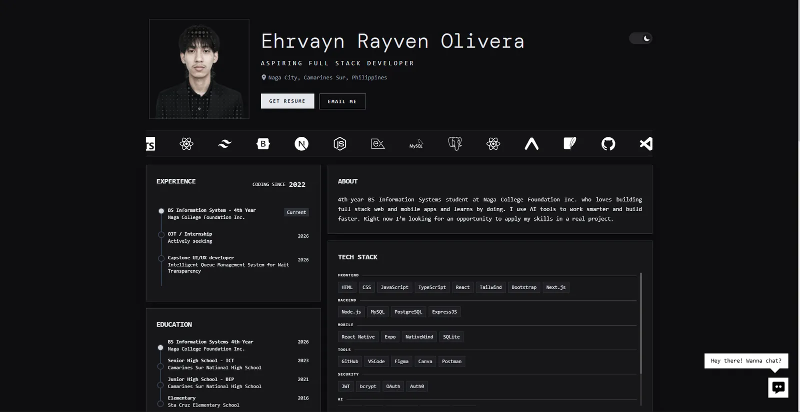 Student Portfolio portfolio screenshot