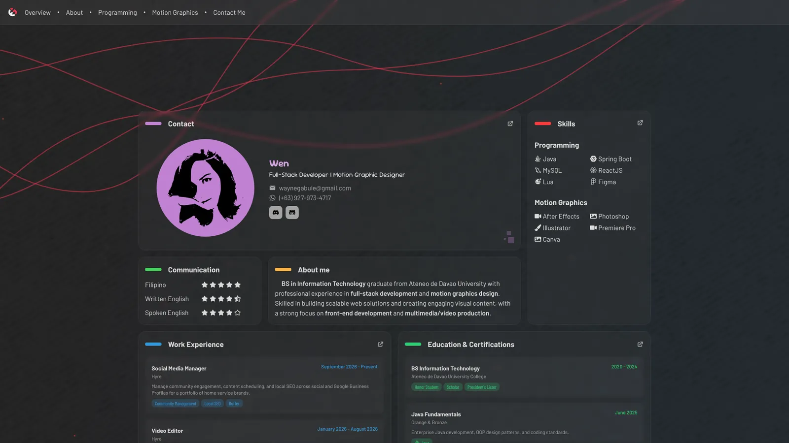 Gabule.com - Programming & Motion Graphics Portfolio portfolio screenshot