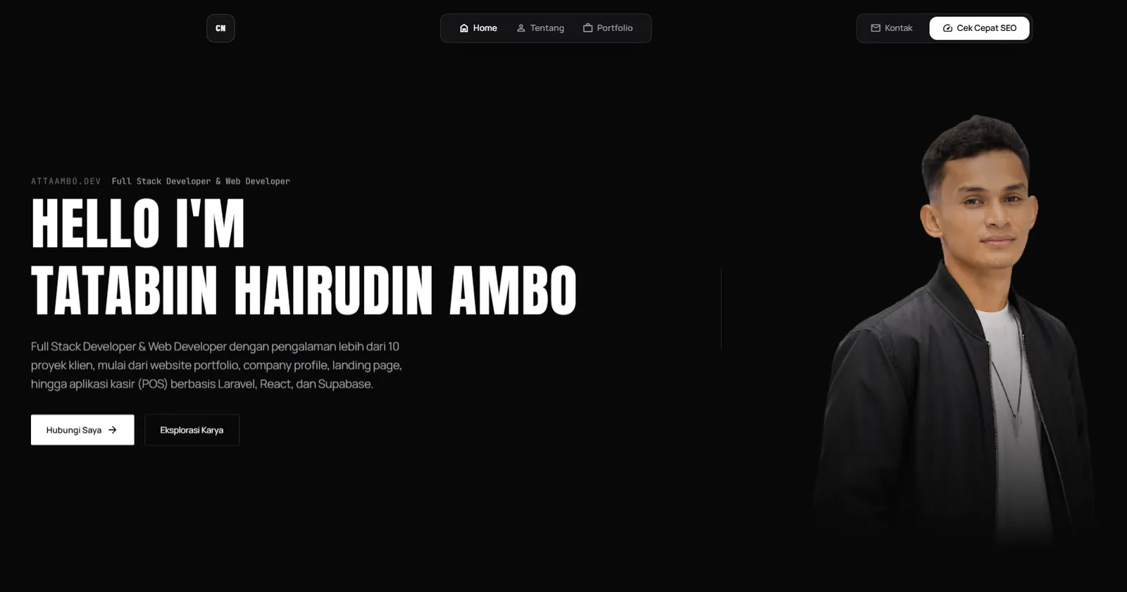full stack developer portfolio screenshot